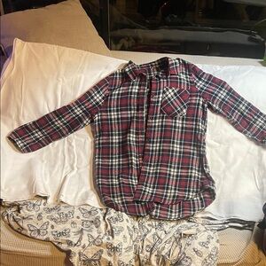 Plaid Kids Shirt - Burgandy,black,white ,plaid button up shirt .